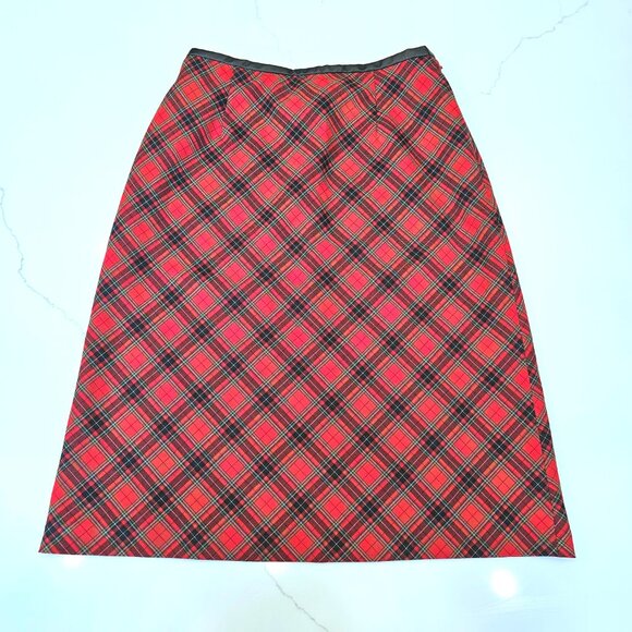 DEBBIE SHUCHAT Red Plaid A-Line Skirt – Size 8 - Picture 6 of 16